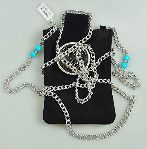 Lebanon Bag with Silver Plated Name (FARHA) with Cubic zircon/Mini Sling bag/Mobile Holder (BGM13) Black