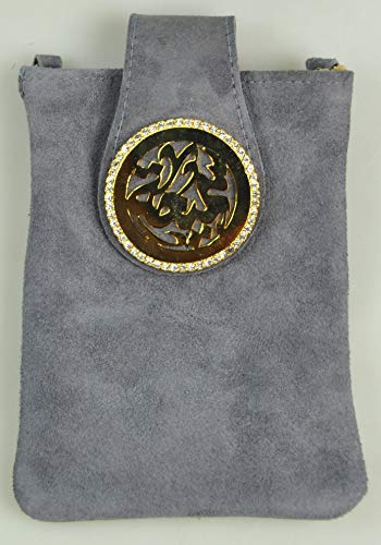 Lebanon Bag with Silver Plated Name (SAMIHA) with Cubic zircon/Mini Sling bag/Mobile Holder (BGM13) Light Gray