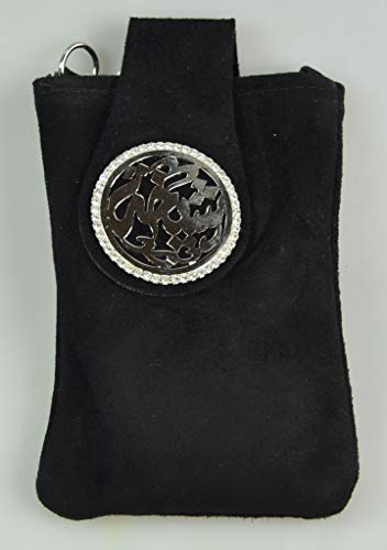 Lebanon Bag with Silver Plated Name (SHEIKHA) with Cubic zircon/Mini Sling bag/Mobile Holder (BGM13) Black