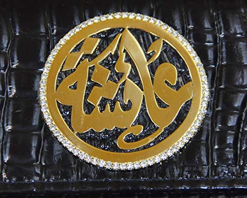 Lebanon Bag with gold Plated Name (AISHA) with Cubic zircon/Synthetic Bag (BG1306) Black
