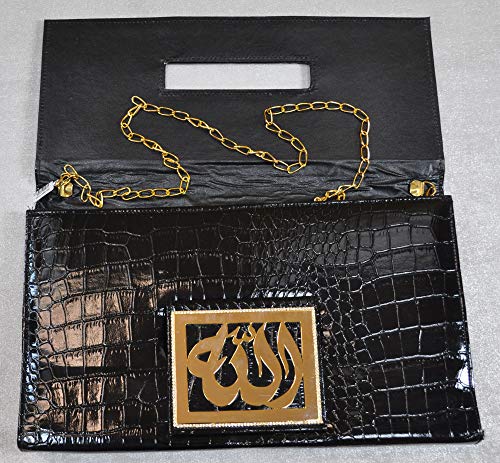 Lebanon Bag with gold Plated Name (ALLAH) with Cubic zircon/Synthetic Bag (BG1305) Black
