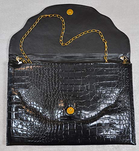 Lebanon Bag with gold Plated Name (AMEERA) with Cubic zircon/Synthetic Bag (BG1031) Black