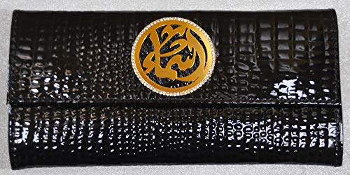 Lebanon Bag with gold Plated Name (ASMA) with Cubic zircon/Synthetic Bag (BG1306) Black
