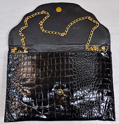 Lebanon Bag with gold Plated Name (AYISHA) with Cubic zircon/Synthetic Bag (BG1031) Black