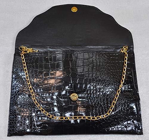 Lebanon Bag with gold Plated Name (DEEMA) with Cubic zircon/Synthetic Bag (BG1031) Black