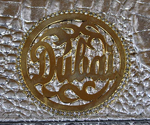 Lebanon Bag with gold Plated Name (DUBAI) with Cubic zircon/Synthetic Bag (BG1306) Silver