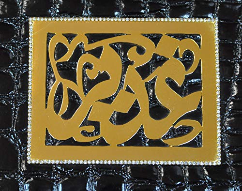 Lebanon Bag with gold Plated Name (GHADEER) with Cubic zircon/Synthetic Bag (BG1305) Black