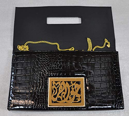 Lebanon Bag with gold Plated Name (JAWAHAR) with Cubic zircon/Synthetic Bag (BG1305) Black