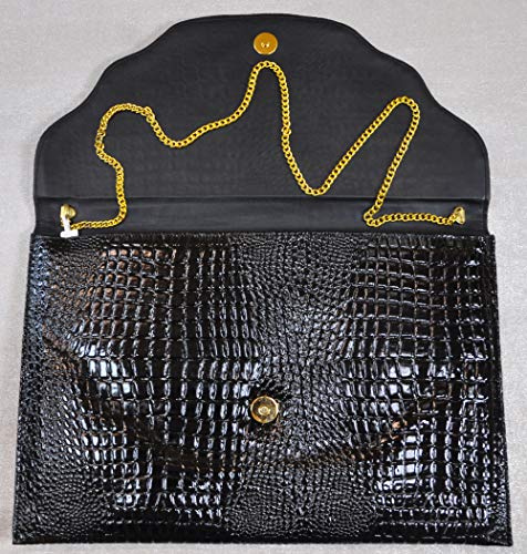 Lebanon Bag with gold Plated Name (KHAWLA) with Cubic zircon/Synthetic Bag (BG1031) Black