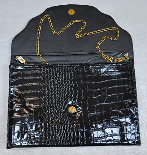 Lebanon Bag with gold Plated Name (LATHIFA) with Cubic zircon/Synthetic Bag (BG1031) Black