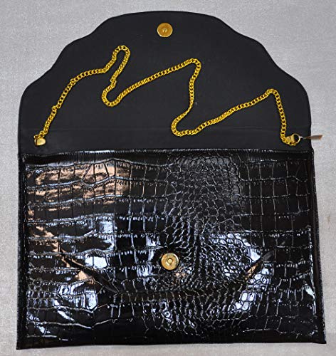 Lebanon Bag with gold Plated Name (MAHRA) with Cubic zircon/Synthetic Bag (BG1031) Black