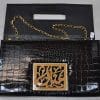 Lebanon Bag with gold Plated Name (MANAL) with Cubic zircon/Synthetic Bag (BG1305) Black