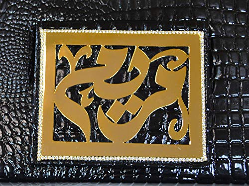 Lebanon Bag with gold Plated Name (MARYAM) with Cubic zircon/Synthetic Bag (BG1305) Black
