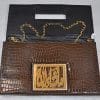 Lebanon Bag with gold Plated Name (MASHA ALLAH) with Cubic zircon/Synthetic Bag (BG1305) Brown