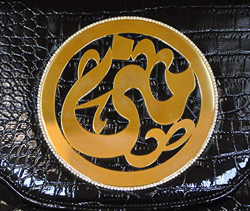 Lebanon Bag with gold Plated Name (MONA) with Cubic zircon/Synthetic Bag (BG1031) Black