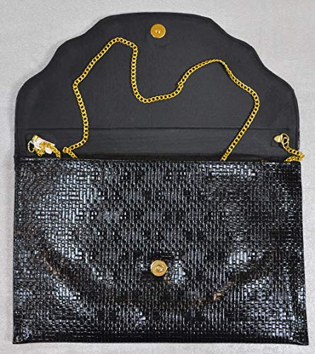Lebanon Bag with gold Plated Name (MUZA) with Cubic zircon/Synthetic Bag (BG1031) Black
