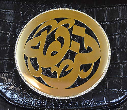 Lebanon Bag with gold Plated Name (NAZHA) with Cubic zircon/Synthetic Bag (BG1031) Black