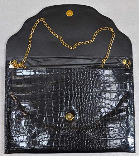 Lebanon Bag with gold Plated Name (NAZHA) with Cubic zircon/Synthetic Bag (BG1031) Black