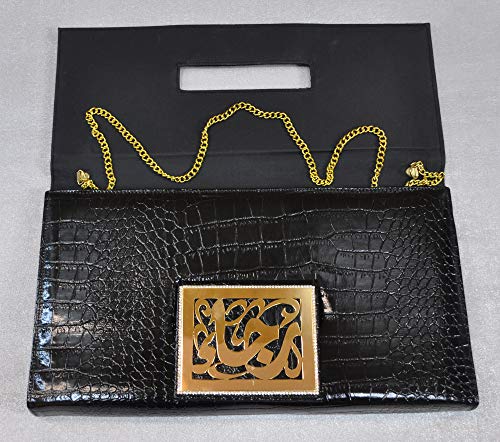 Lebanon Bag with gold Plated Name (RAJA) with Cubic zircon/Synthetic Bag (BG1305) Black