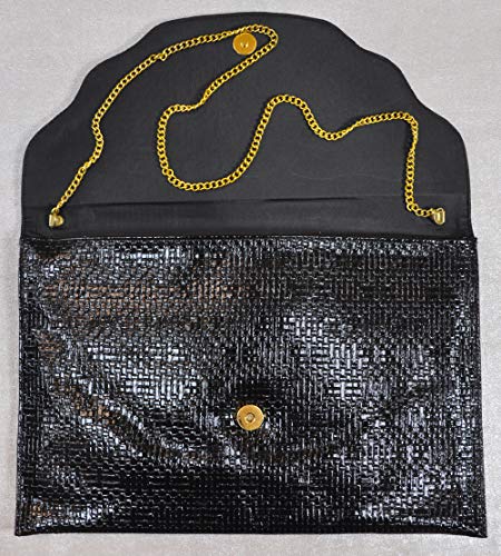 Lebanon Bag with gold Plated Name (SALAMA) with Cubic zircon/Synthetic Bag (BG1031) Black