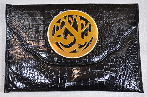 Lebanon Bag with gold Plated Name (SALAMA) with Cubic zircon/Synthetic Bag (BG1031) Black