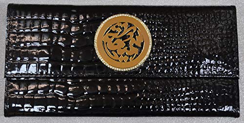 Lebanon Bag with gold Plated Name (SAMIHA) with Cubic zircon/Synthetic Bag (BG1306) Black