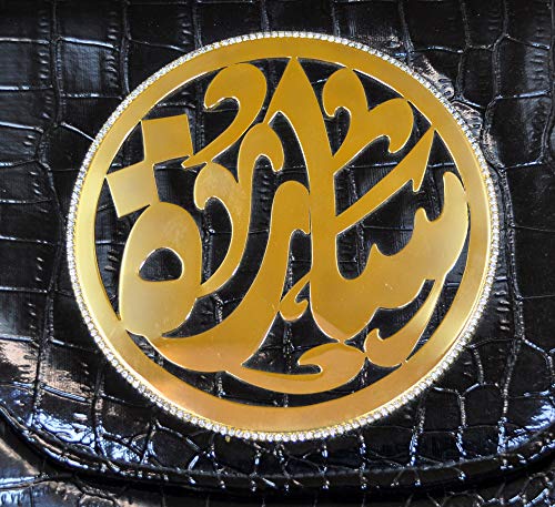 Lebanon Bag with gold Plated Name (SARA) with Cubic zircon/Synthetic Bag (BG1031) Black