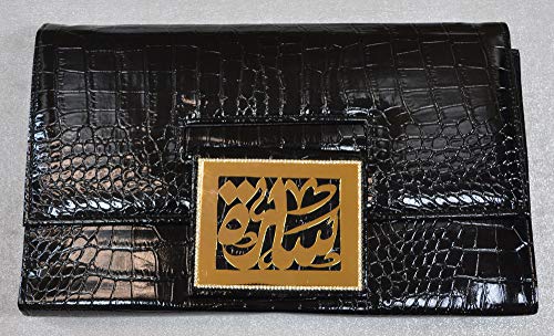 Lebanon Bag with gold Plated Name (SARA) with Cubic zircon/Synthetic Bag (BG1305) Black