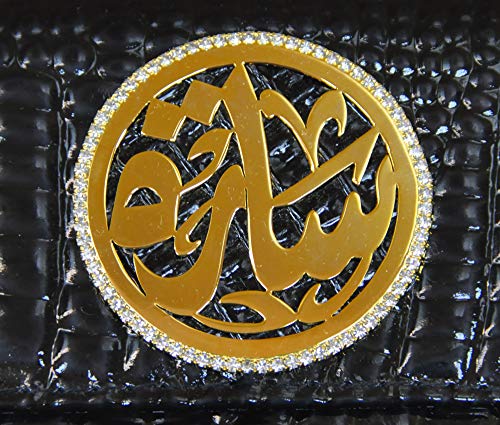 Lebanon Bag with gold Plated Name (SARA) with Cubic zircon/Synthetic Bag (BG1306) Black