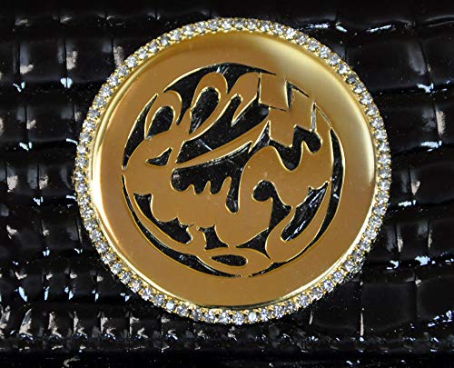 Lebanon Bag with gold Plated Name (SHAMSA) with Cubic zircon/Synthetic Bag (BG1306) Black