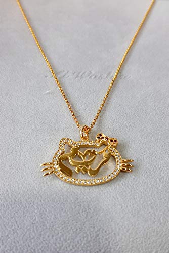Lebanon Design Necklace Gold Plated with Cubic Zircon with Name (Amina) (N2933) Gold