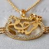 Lebanon Design Necklace Gold Plated with Cubic Zircon with Name (Amina) (N2933) Gold
