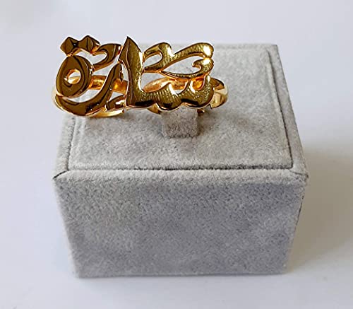 Lebanon Design Ring Gold Plated with Cubic Zircon Stone with Name (SARA) (F3753)