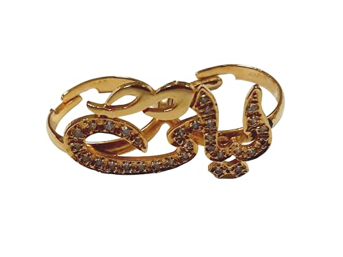 Lebanon Design Ring with Gold Plated Name (HAMDA) with Cubic Zircon Stone (F3757)