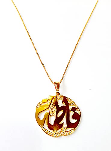 Lebanon Design necklace (N2885) Gold Plated Metal with Cubic Zircon with Arabic Name (FATHIMA) Gold