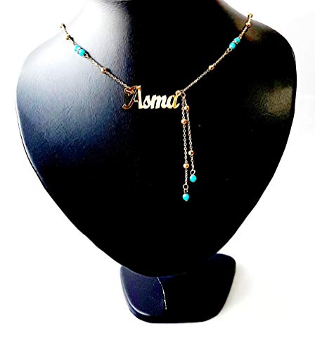 Lebanon Design necklace/Gold Plated Metal with Name (ASMA) Gold (N2605)
