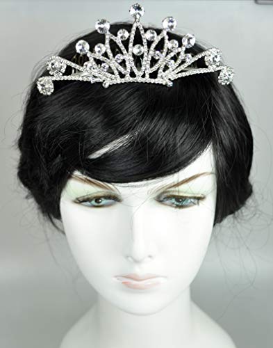 Medium-sized Crown/Tiara Hair Accessories with Crystals (Silver Plated)