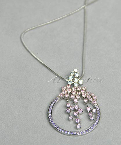 NECKLACE SET RHODIUM PLATED METAL WITH CUBIC ZIRCON STONE. (DSF99) SILVER/LT PINK/LT PURPLE