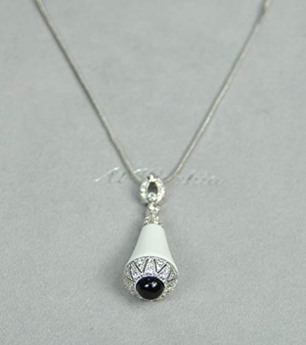 NECKLACE SET RHODIUM PLATED METAL WITH CUBIC ZIRCON STONE (ST49400) SILVER/WHITE BLACK