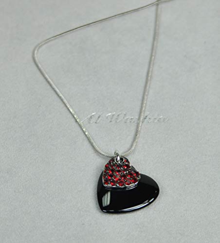 NECKLACE SET RHODIUM PLATED METAL WITH CUBIC ZIRCON STONE (ST49523) SILVER/BLACK RED