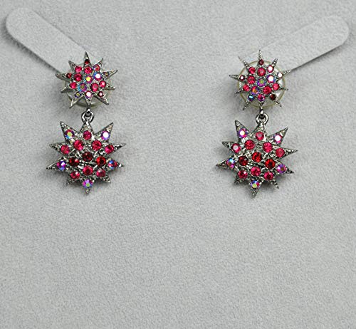 NECKLACE SET RHODIUM PLATED METAL WITH CUBIC ZIRCON STONE. (ST58527) BLACK/RED
