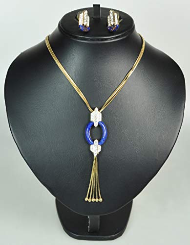 NECKLACE SET WITH EARRING. Gold Plated Metal with Cubic Zircon Stone. (ST56873) Gold