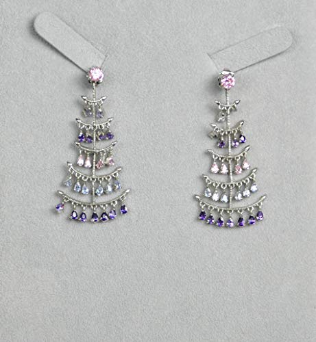 NECKLACE SET WITH EARRING RHODIUM PLATED METAL WITH CUBIC ZIRCON STONE (ST019262) SILVER/LIGHT PINK/LIGHT PURPLE