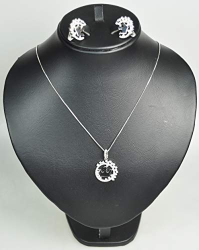NECKLACE SET WITH EARRING RHODIUM PLATED METAL WITH CUBIC ZIRCON STONE. (ST5627) SILVER
