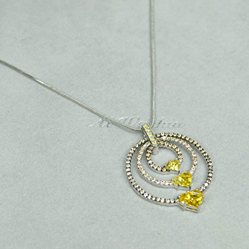 NECKLACE SET WITH RHODIUM PLATED METAL AND CUBIC ZIRCON (ST49262) SILVER/LIGHT YELLOW/LIGHT TOPAZ