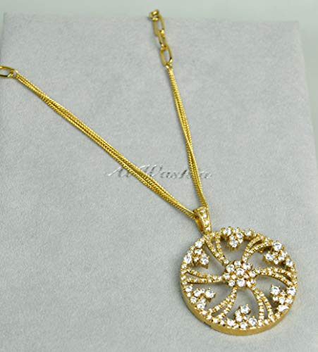 NECKLACE WITH RHODIUM PLATED METAL WITH CUBIC ZIRCON (3223) Gold