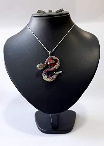Necklace, Rhodium Plated Metal with Cubic Zircon (N2371) Silver/Multi Color