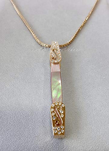 Necklace, Rhodium Plated Metal with Cubic Zircon (N56878) Gold