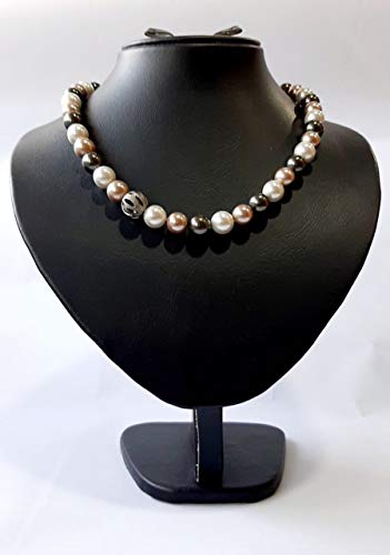 Necklace, Rhodium Plated Metal with Pearl (N2994) Pearl/Multi Color