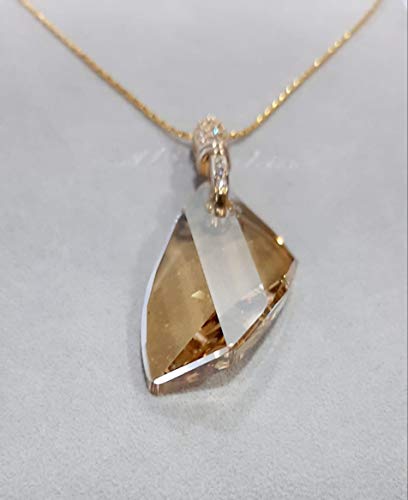 Necklace, Rhodium Plated Metal with Swarovski Crystal (N45167) Gold